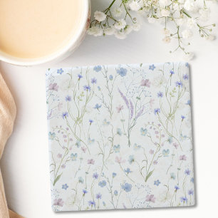 Dessous-de-verre En Pierre Bleu pourpre joli Fleur sauvage motif floral