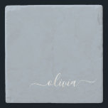 Dessous-de-verre En Pierre Bleu Poussiéreux Minimaliste Moderne Monogramme Él<br><div class="desc">Nous vous présentons notre collection élégante de monogrammes minimalistes modernes bleu poussiéreux : élevez votre style avec une sophistication discrète et un charme intemporel. Notre collection présente des designs minimalistes dans une teinte bleu poussiéreux apaisante,  rehaussés de monogrammes élégants adaptés à vos goûts personnels.</div>