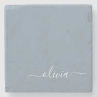 Bleu Poussiéreux Minimaliste Moderne Monogramme Él