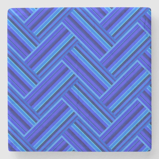 Dessous-de-verre En Pierre Bleu rayures double motif (Devant)