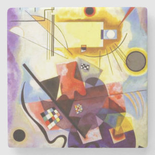 Dessous-de-verre En Pierre Bleu rouge jaune Kandinsky peinture Abstraite