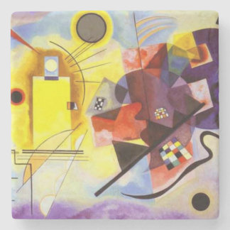 Dessous-de-verre En Pierre Bleu rouge jaune Kandinsky peinture Abstraite