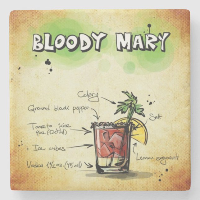 Dessous-de-verre En Pierre Bloody Mary Bartender Drink Recette (Devant)