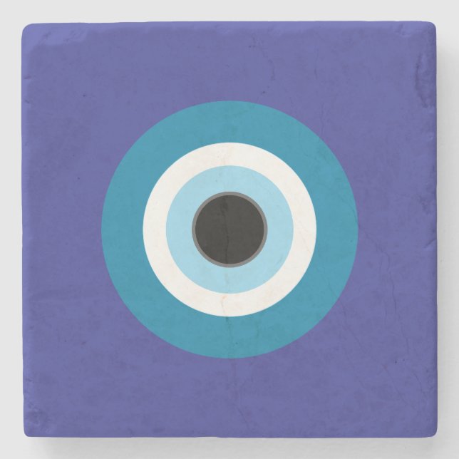 Dessous-de-verre En Pierre Blue Evil Eye Stone Coaster (Devant)
