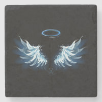 Blue Glowing Angel Wings on black background