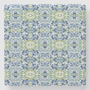 Dessous-de-verre En Pierre Blue Greem BOHO Floral pattern