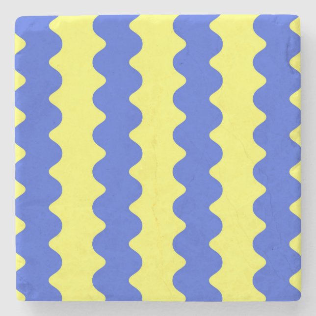 Dessous-de-verre En Pierre Blue Lime Wavy Stripe Bold Drinkware Accent (Devant)