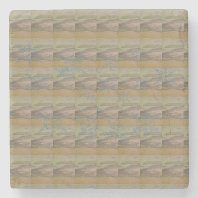 Dessous-de-verre En Pierre Blue snowflake waves on the Seashore (Devant)