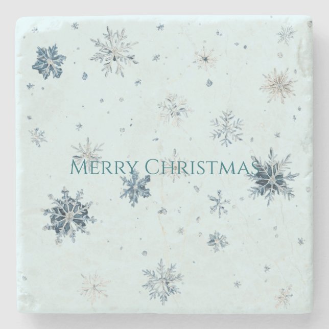 Dessous-de-verre En Pierre Blue Snowflakes Christmas  (Devant)