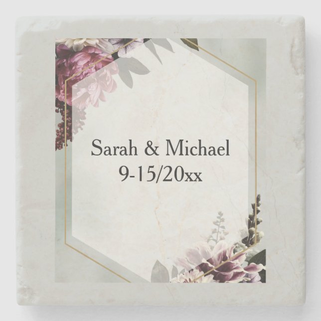 Dessous-de-verre En Pierre Blush Botanical  (Devant)