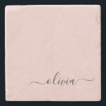 Dessous-de-verre En Pierre Blush Dusty rose moderne Script Girl Monogramme No<br><div class="desc">Carrelage en pierre de couleur rose pâle Simple Script Monogramme Nom. Cela rend la remise de diplômes parfaite,  doux 16 ans,  mariage,  douche nuptiale,  anniversaire,  baby shower ou cadeau de fête de bachelorette pour quelqu'un qui aime le luxe glam et les styles chic.</div>