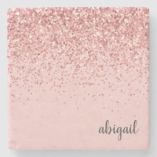 Dessous-de-verre En Pierre Blush rose pailleté moderne pour fille, fete