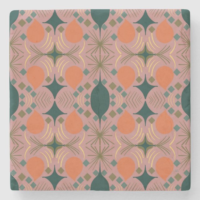 Dessous-de-verre En Pierre Boho Géométrique Diamant rose (Devant)