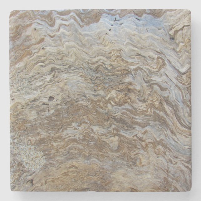 Dessous-de-verre En Pierre Bois Rustique Conduit Motif Wavy Woodgrain (Devant)