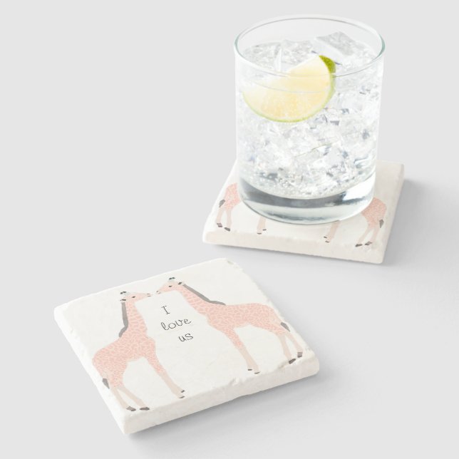 Dessous-de-verre En Pierre Boîte à Trinette Giraffes (Côté)