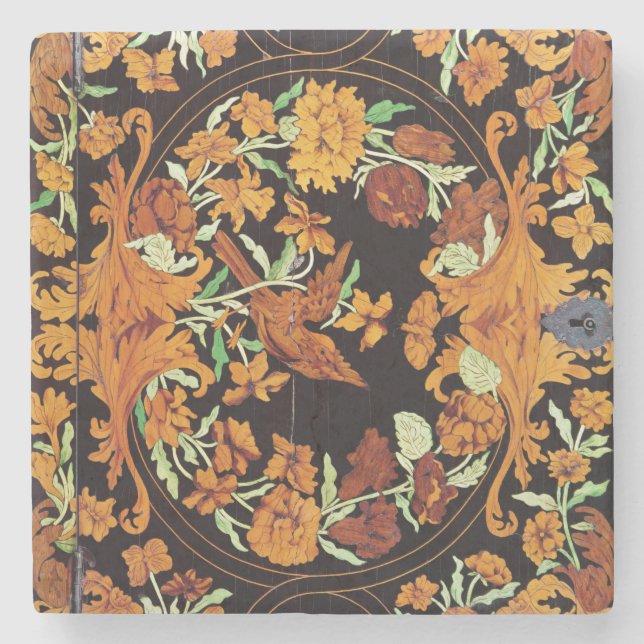 Dessous-de-verre En Pierre Boîte de marqueterie, l'anglais, c.1670 (Devant)