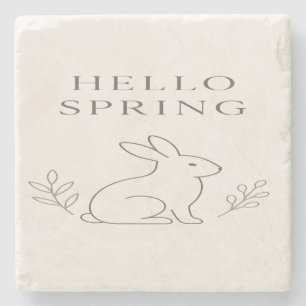 Dessous-de-verre En Pierre Bonjour Ligne Artistique Minimaliste de Lapin de P