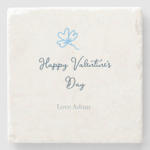 Dessous-de-verre En Pierre Bonne Saint-Valentin bleue fleur nom rustique joye