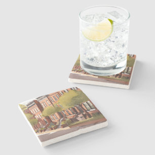 Dessous-de-verre En Pierre Boston Brownstones   Beacon Street Aquarelle