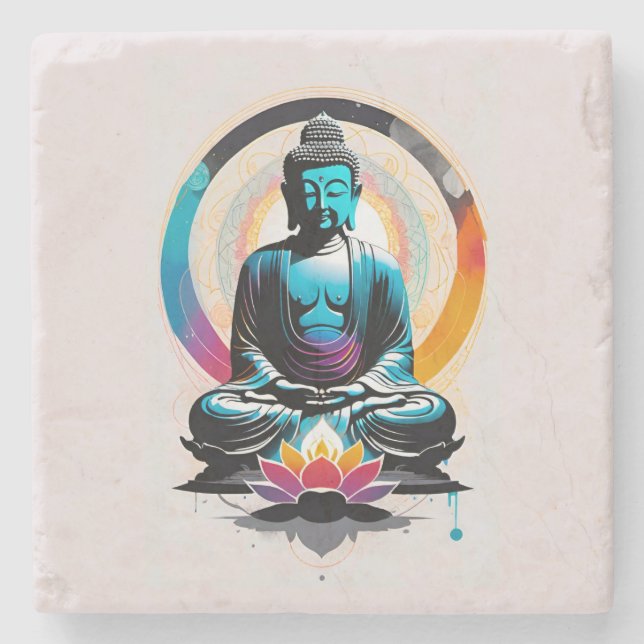 Dessous-de-verre En Pierre Bouddha Zen Art (Devant)