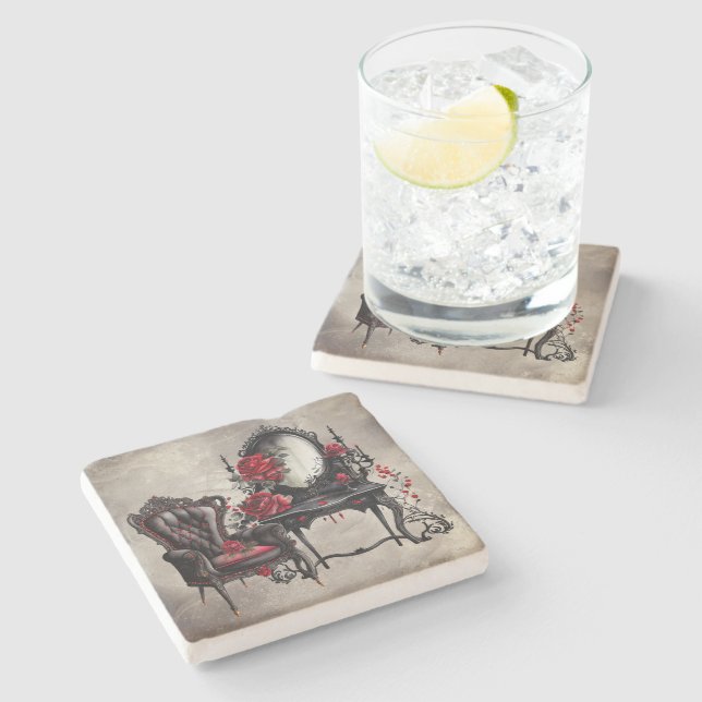 Dessous-de-verre En Pierre Boudoir | Vanity Mirror et Victorian Parlor (Côté)