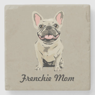 Dessous-de-verre En Pierre Bouledogue Français Crème