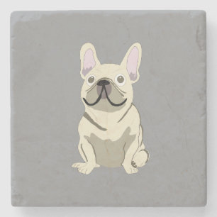Dessous-de-verre En Pierre Bouledogue français crème