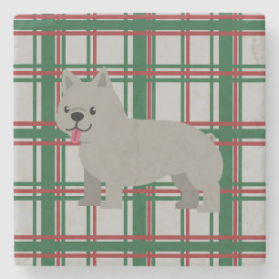Dessous-de-verre En Pierre Bouledogue Français Gris, Carreaux de Noël