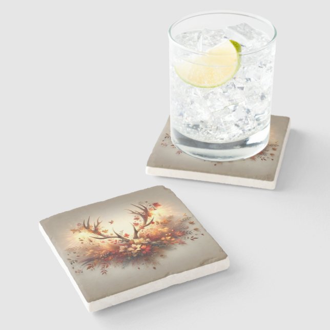 Dessous-de-verre En Pierre Bouquet d'automne Deer Antler (Côté)