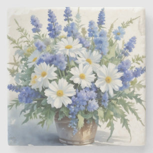 Dessous-de-verre En Pierre Bouquet de fleurs aquarelle élégante