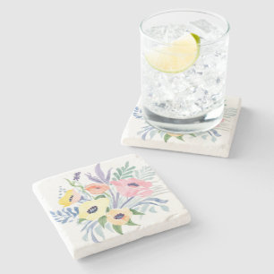 Dessous-de-verre En Pierre Bouquet de fleurs printanières   Aquarelle florale