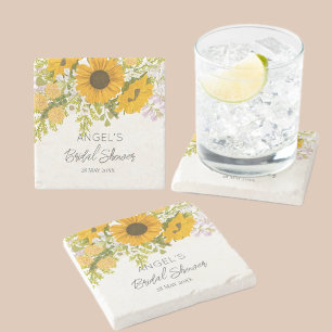 Dessous-de-verre En Pierre Bouquet de tournesols modernes jaunes pour la douc