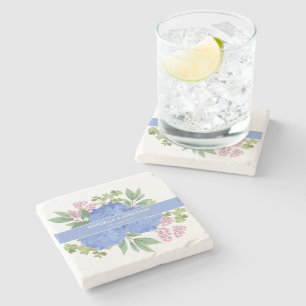Dessous-de-verre En Pierre Bouquet moderne Blue Hydrangeas Personnalisé