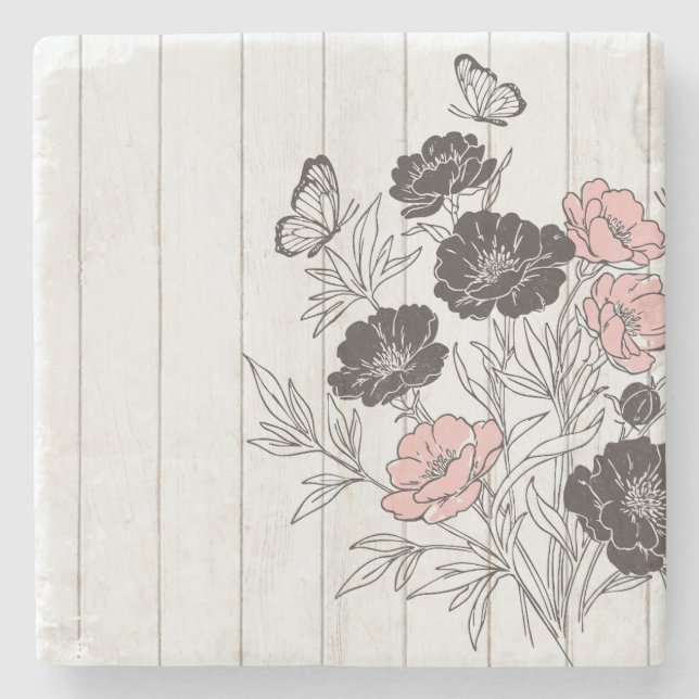 Dessous-de-verre En Pierre Bouquet papillon (Devant)