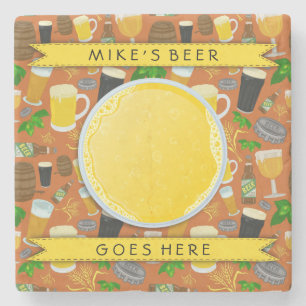 Dessous-de-verre En Pierre Bouteilles en verre de bière et Motif d'orge sur m