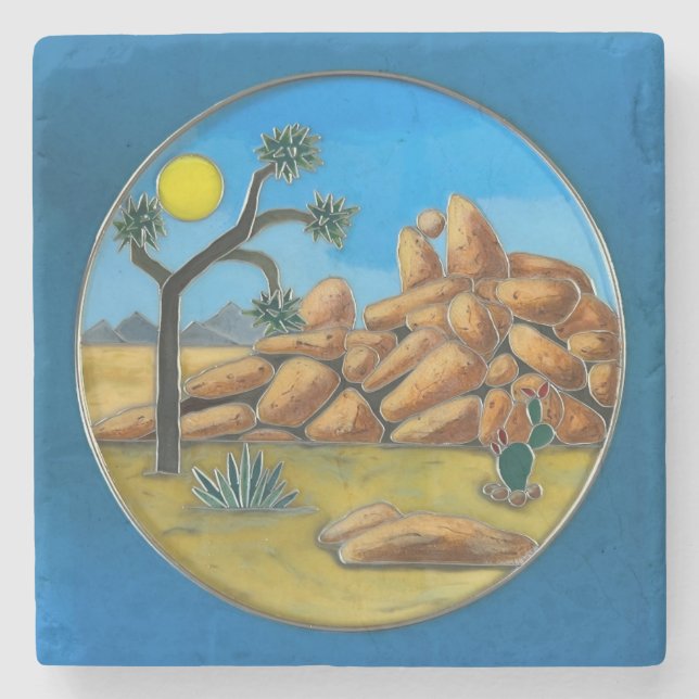 Dessous-de-verre En Pierre Bouton Joshua Tree - Fish Rock (Devant)