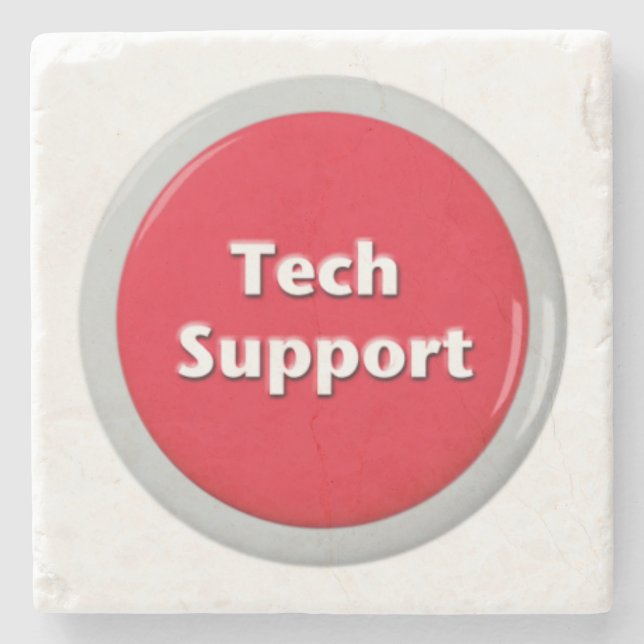 Dessous-de-verre En Pierre Bouton Panique rouge du support technique (Devant)