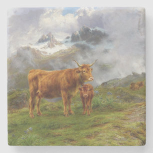 Dessous-de-verre En Pierre Bovins des Highlands (par Rosa Bonheur)