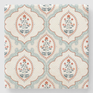 Dessous-de-verre En Pierre Branches de fleurs vintages, textile indien.