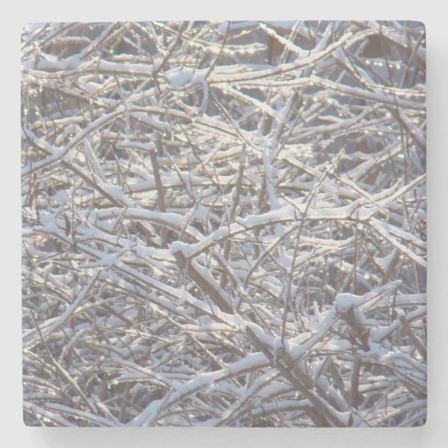 Dessous-de-verre En Pierre Branches de glace neige en hiver (Devant)