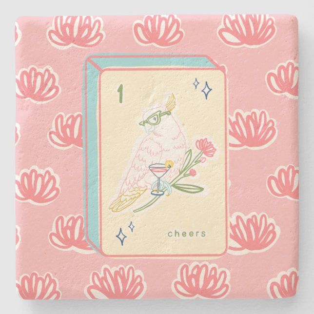 Dessous-de-verre En Pierre Bravo à Bird Bam Mahjong (Devant)