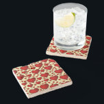 Dessous-de-verre En Pierre Bright Red Romantic Hearts Motif<br><div class="desc">Un motif de coeur romantique rouge vif,  certains grands petits sur un arrière - plan jaune. De subtiles lignes noires entre les coeurs lui donnent une texture intéressante.</div>