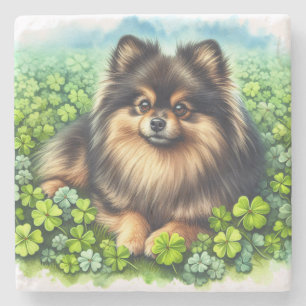 Dessous-de-verre En Pierre Brindle Pomeranian Shamrock