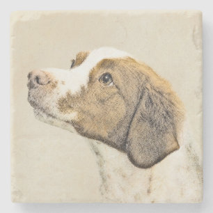 Dessous-de-verre En Pierre Brittany Peinture - Cute Original Chien Art