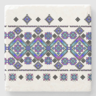 Dessous-de-verre En Pierre Broderie bleue