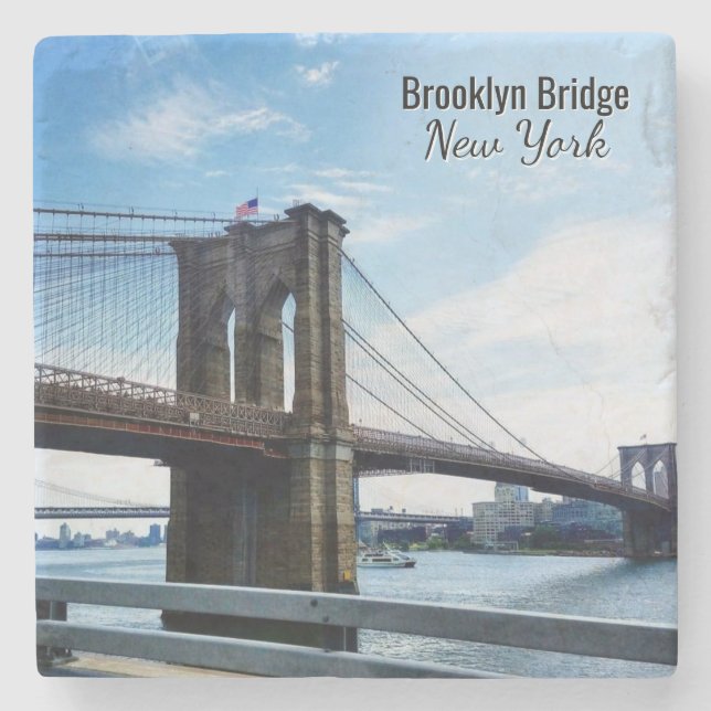 Dessous-de-verre En Pierre Brooklyn Bridge New York Souvenir Stone Coaster (Devant)