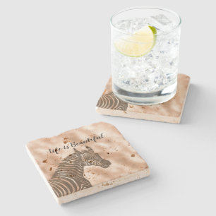 Dessous-de-verre En Pierre Brown Zebra Blush Peach Ombre