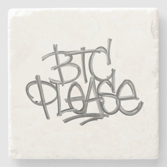Dessous-de-verre En Pierre "BTC Please" (Blanc) (Devant)
