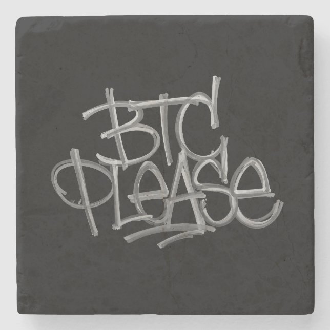 Dessous-de-verre En Pierre "BTC Please" (Noir) (Devant)