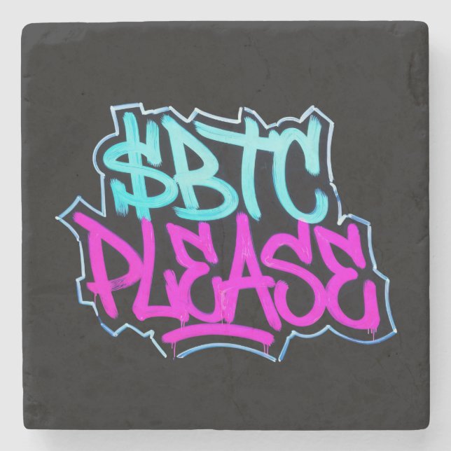 Dessous-de-verre En Pierre "$BTC S'il vous plaît" (Style 1) (Devant)